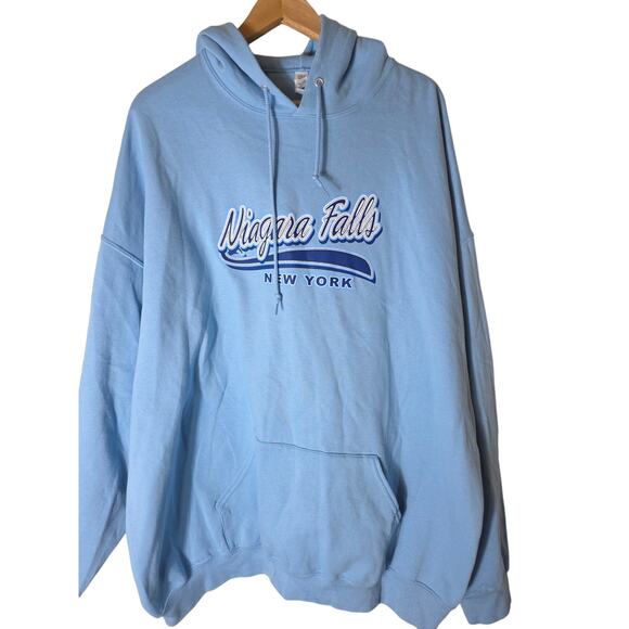 NIAGARA FALLS New York Sky Blue Heavy Warm Active Pullover Hoodie SZ 3XL - Picture 1 of 8